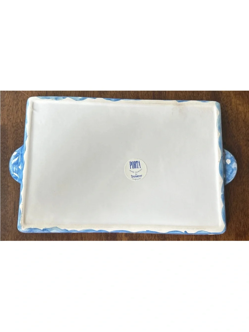 Handpainted Ceramic Fish Serving Tray in Yellow and Blue